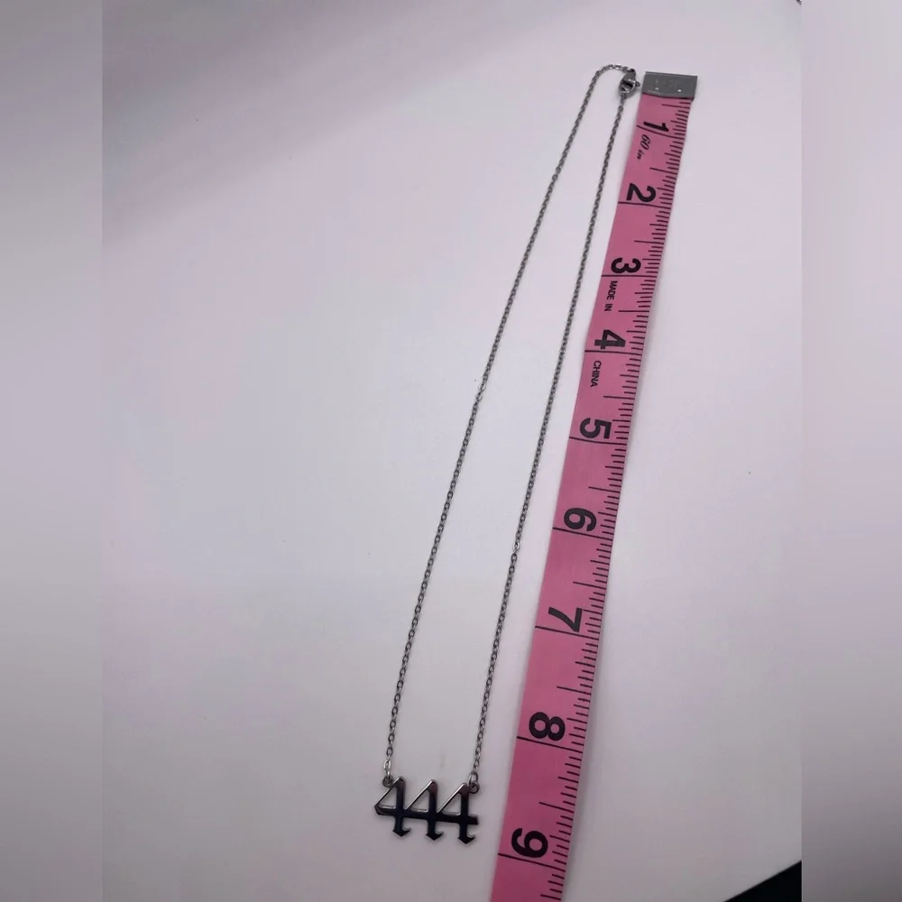 444 Angel Number Necklace | Protection | Silver | 18 inches | Nameplate Signs - Picture 7 of 9